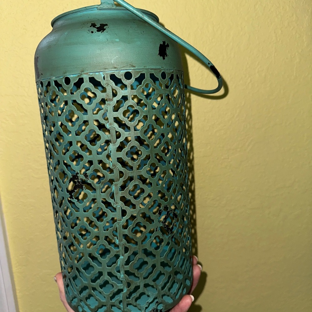 Rustic patina color 19 inch tall, lantern, style decor
